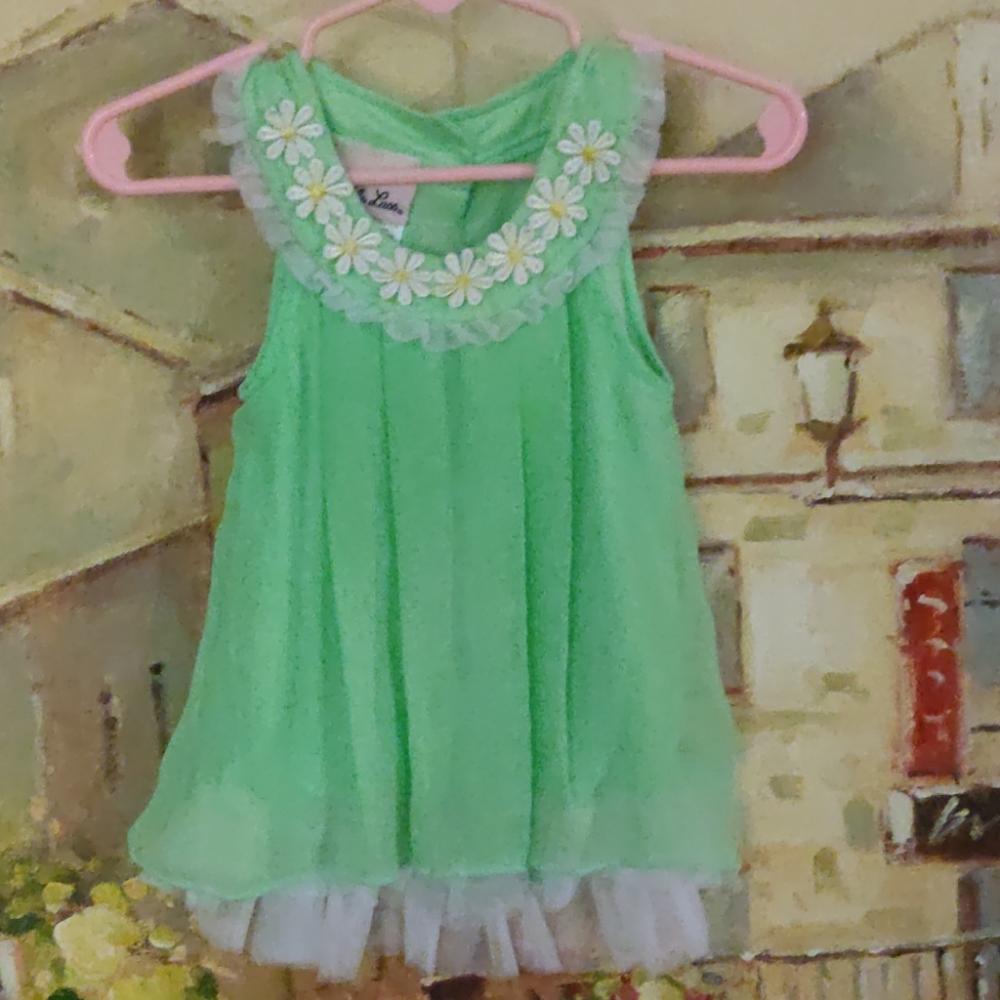 Little Lass chiffon on sleeveless toddler shirt